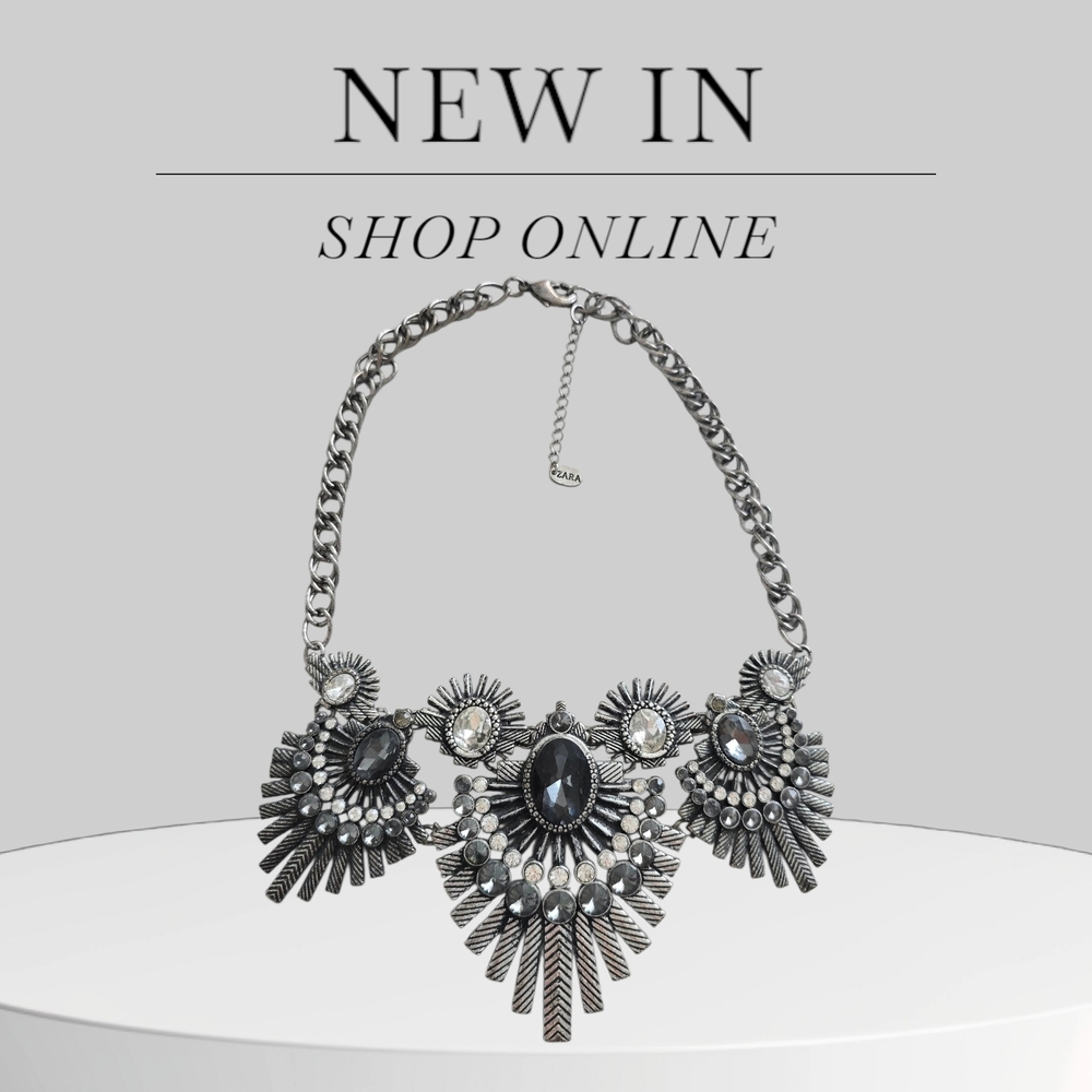 Elegant Silver Rustic Statement Necklace